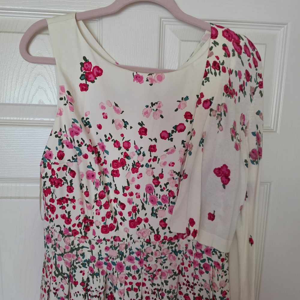 Talbots Cream Dress with Pink Floral Design